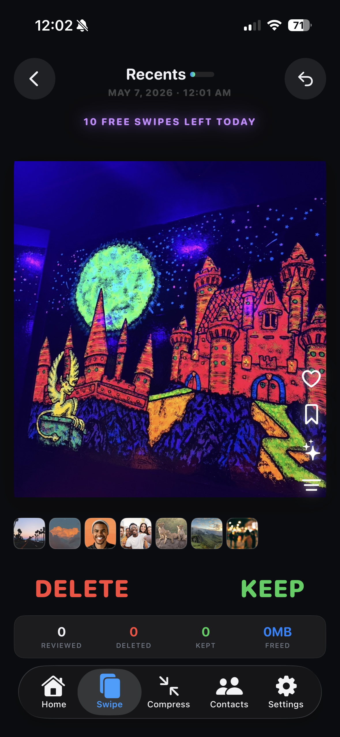 Swipe through photos in SwipeClean